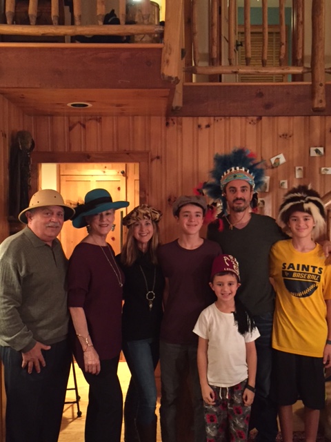 Here we are with our son and his family just before sitting down to our New Year's Eve hat dinner.